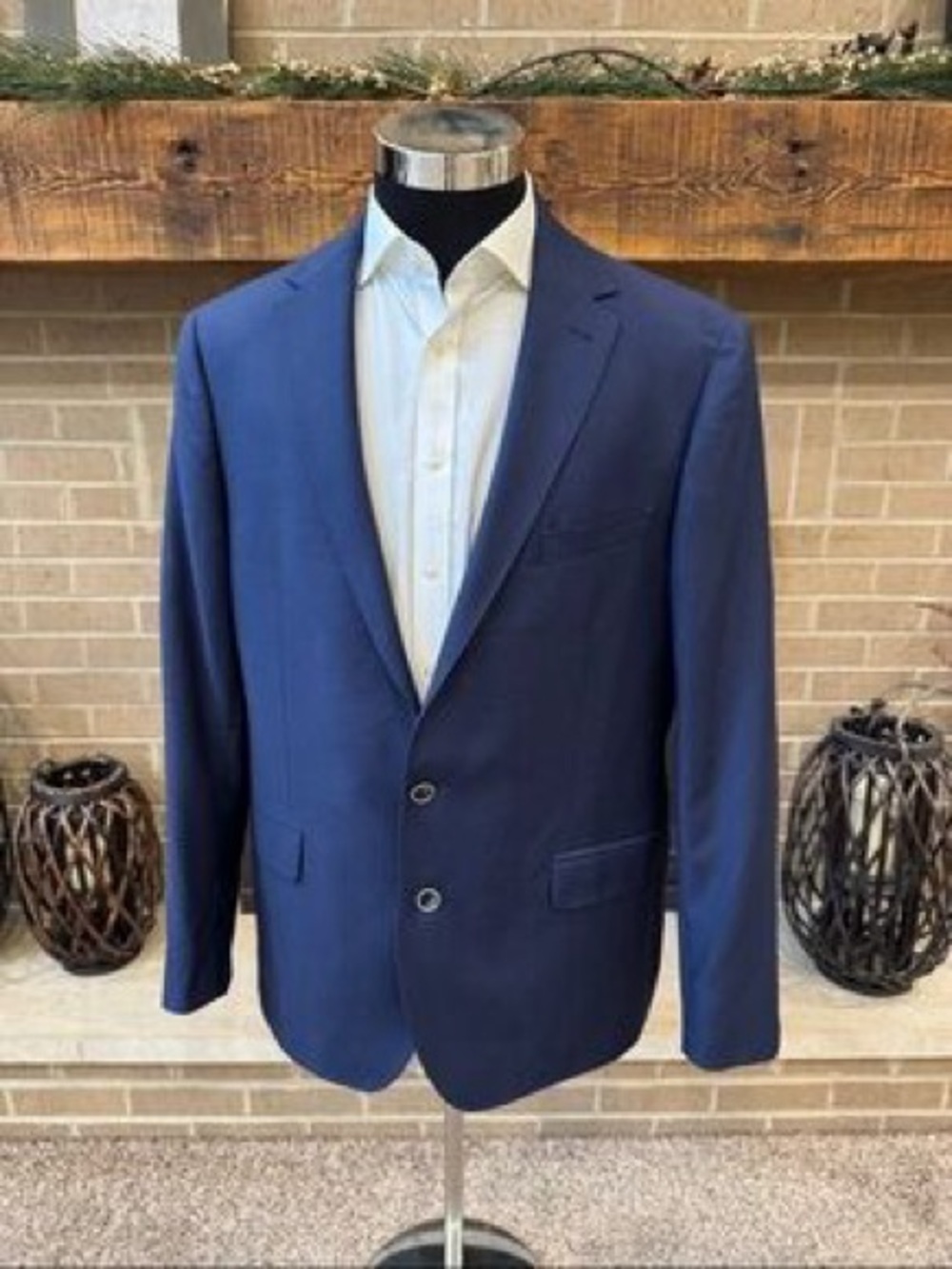 Vistula Super Slim Blue Textured Sport Coat Blazer Men’s 44R EU 54 Tailored